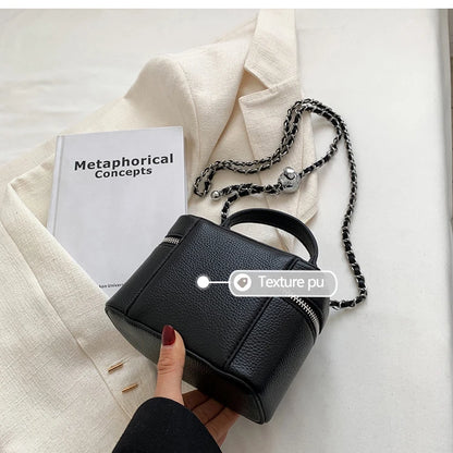 Borse Quadrate da Donna Estate 2026, Borse a Tracolla con Catene alla Moda, Borsa a Spalla in PU Texturizzato, Elegante Mini Borsa Chic per Cellulare
