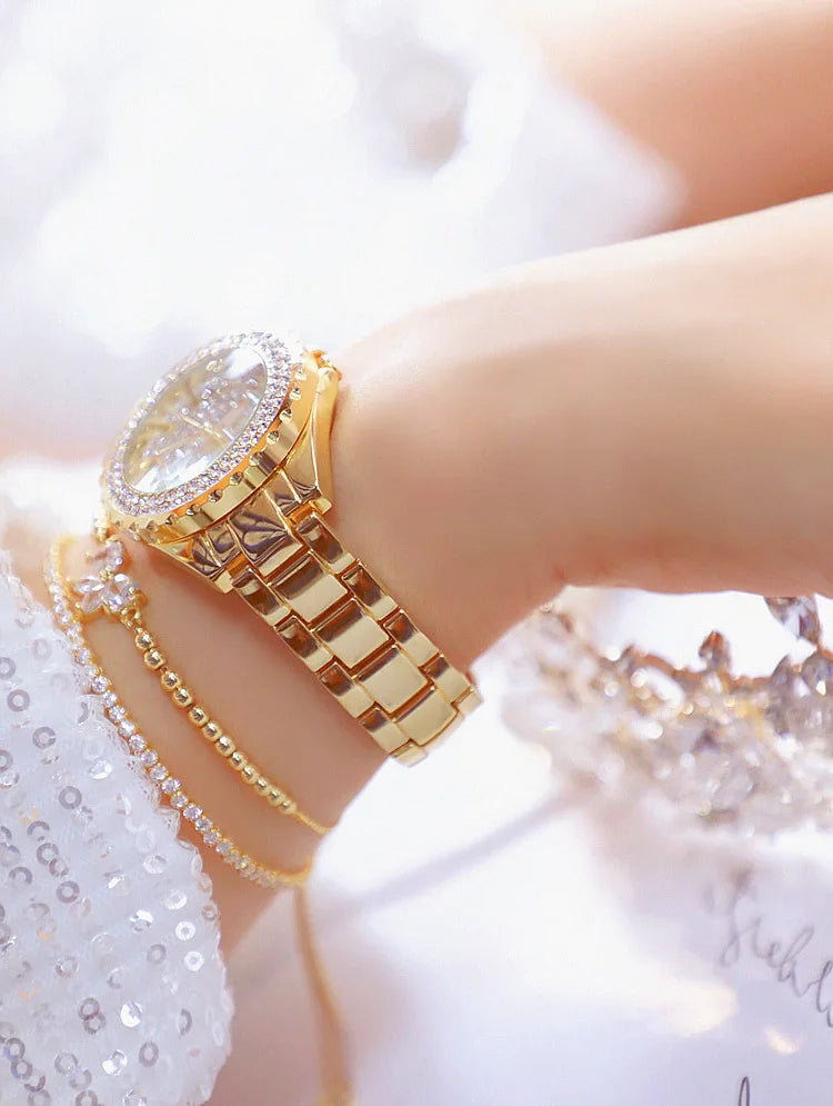 Orologi eleganti da donna con bracciale in oro 2025 Orologi da polso da donna di lusso delle migliori marche per orologio femminile Moda elegante in acciaio pieno