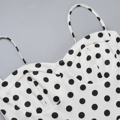 Abito con bretelle a pois Abito estivo da donna nuovo stile senza vita senza maniche Avvolgente sul petto Abito avvolgente a pieghe slim fit Ropa Mujer