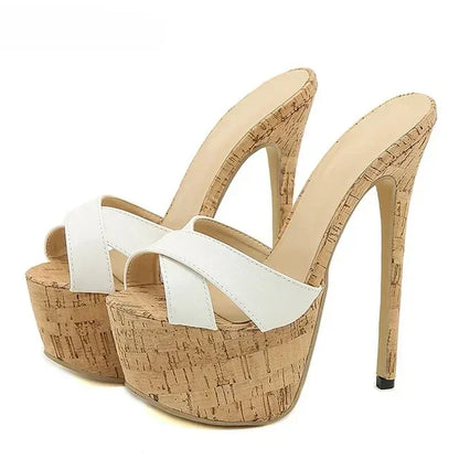 Aneikeh Pantofole con ciabatte ultra alte con piattaforma sexy Bling Scivoli in PU Scarpe da donna di nuova moda per adulti Estate Roma Classici a pois
