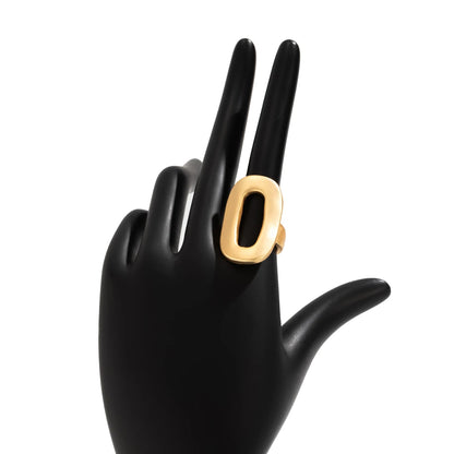 Anelli ovali geometrici grandi scavati esagerati per le donne Anelli opachi regolabili creativi per le dita Gioielli di dichiarazione di moda per ragazze