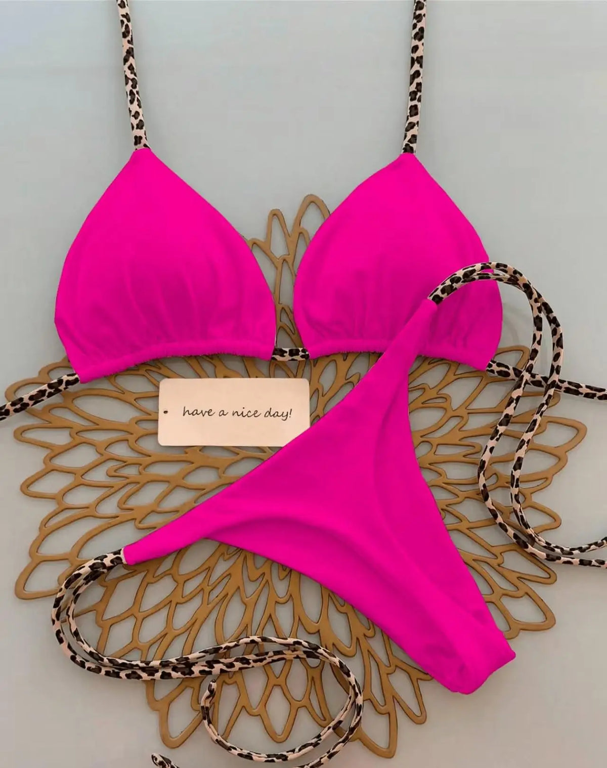 Sexy Bikini Women's Swimsuit Strap Halter Neck Triangle Cup Beachwear Pure Color Cheeky Two Piece Swimsuits Bathing Swimwear