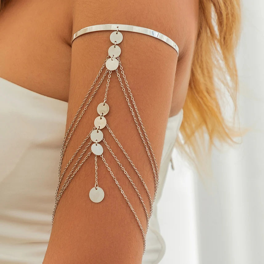 Ingemark 17 Stili Boho Ciondolo in cristallo Braccialetti aperti per le donne Wed Bridal Goth Nappa Braccialetti con braccio a maglie Regalo di gioielli per feste