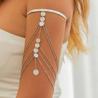 Ingemark 17 Stili Boho Ciondolo in cristallo Braccialetti aperti per le donne Wed Bridal Goth Nappa Braccialetti con braccio a maglie Regalo di gioielli per feste