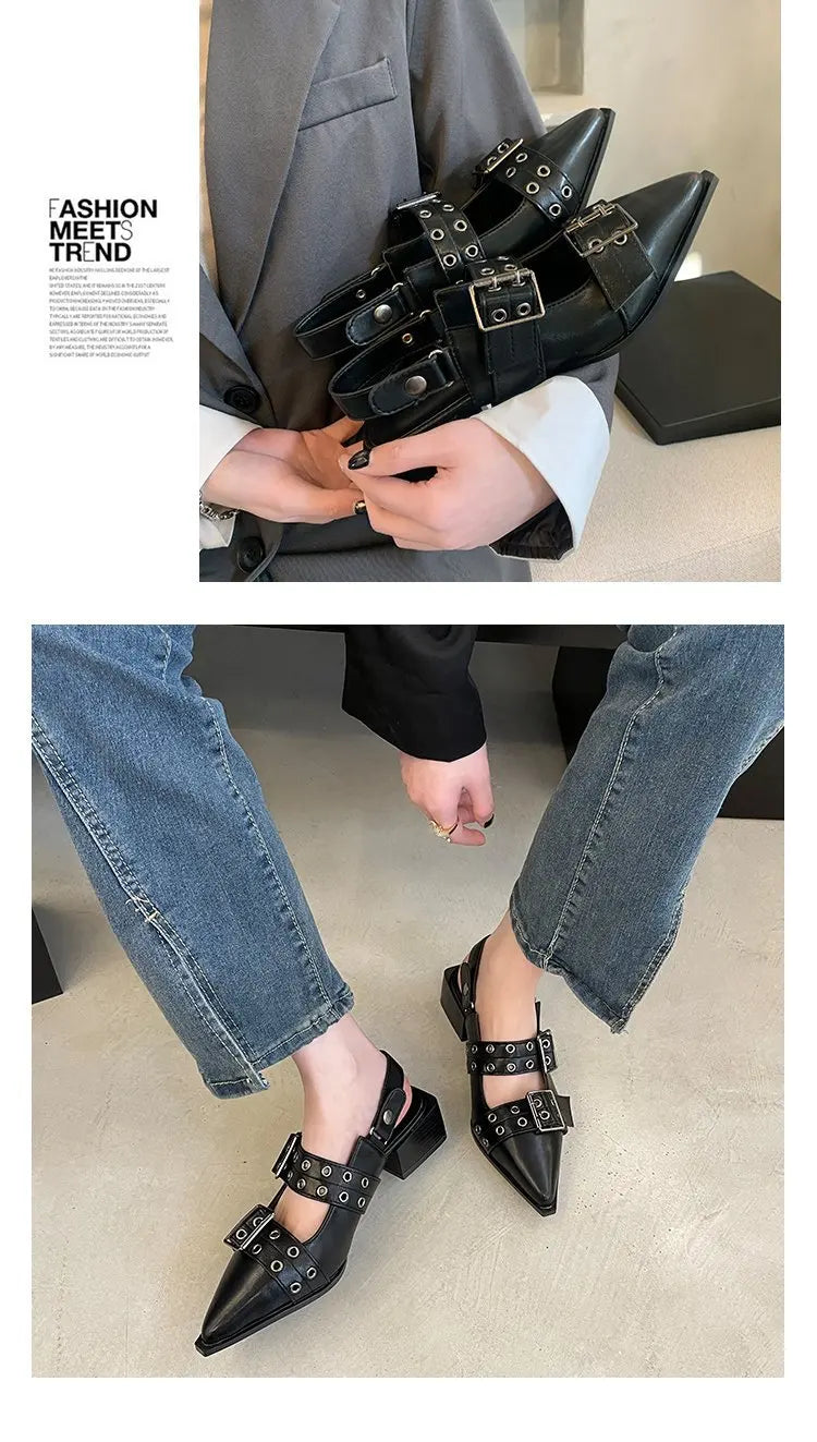 2023 Damen Sommersandalen Damen Ballerinas Spitznieten Einzelne Schuhe Plateau Damen Sandalen zapatos de mujer Trend
