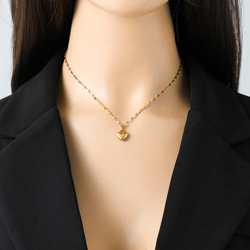 EILIECK Acciaio inossidabile 316L Cuore Amore Collana Bracciali Orecchini Set per le donne Nuovi gioielli impermeabili placcati oro 18 carati alla moda