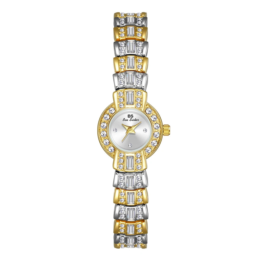 BS orologi da donna 2025 orologio da polso da donna elegante di lusso orologio da polso al quarzo con strass in argento dorato orologio da donna Vintage piccolo