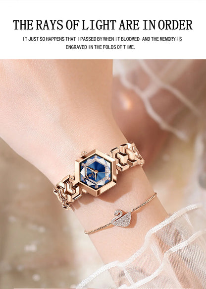 BINBOND Orologi da donna eleganti delle migliori marche Orologio da polso da donna con specchio a rombo alla moda Orologio al quarzo originale con quadrante con diamanti impermeabile