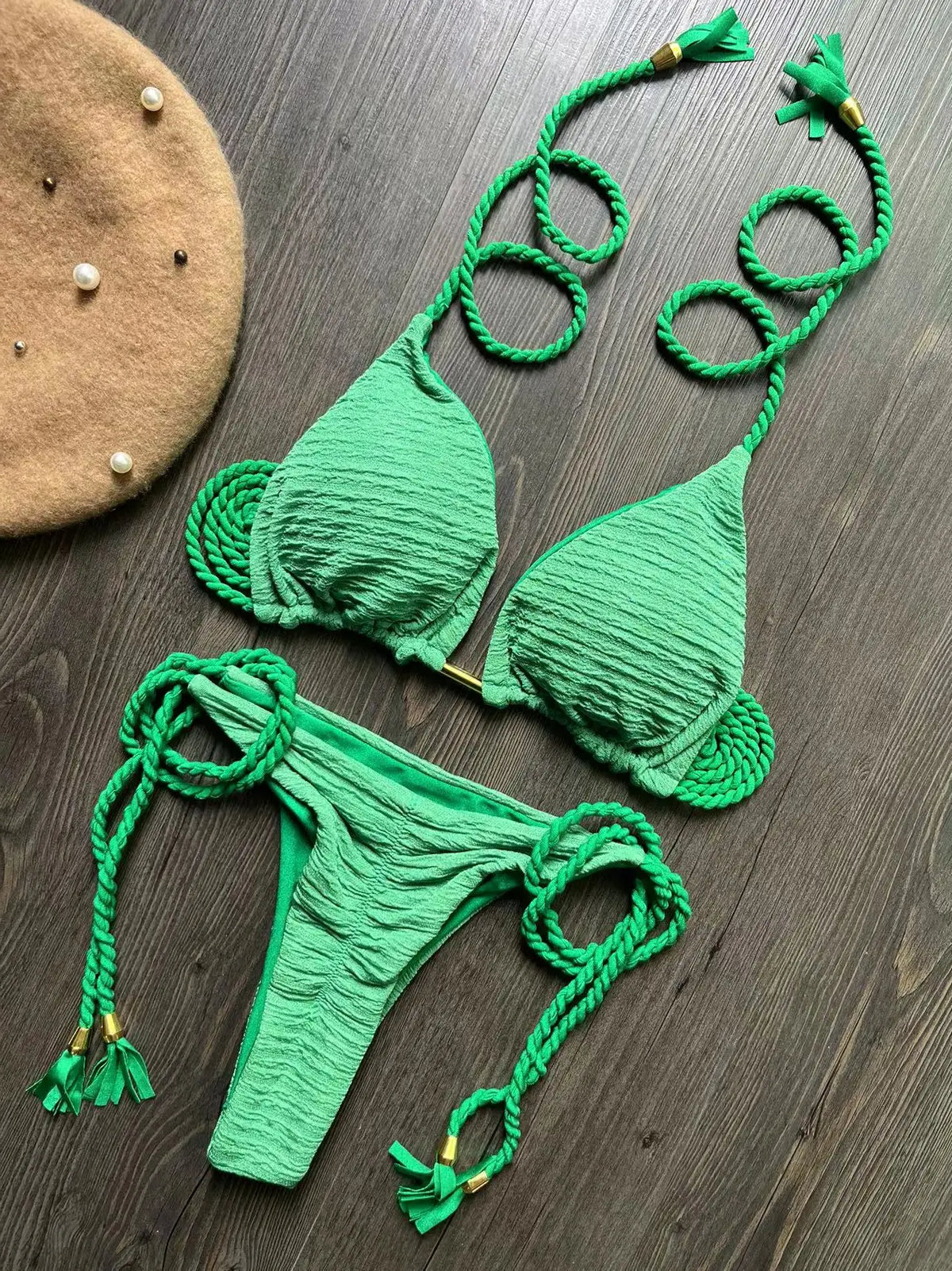 RUOTONGSEPT Sexy Braided Rope Straps Bikini Set 2024 New Swimsuit Women Swimwear Push Up Brazilian Bathing Suit Beach Biquinis