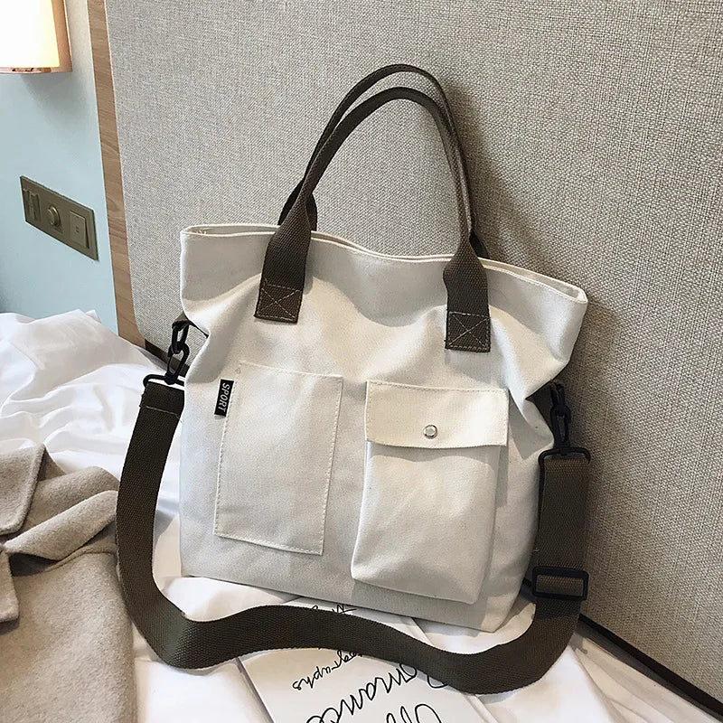 Borse di tela di moda Borsa per studenti Borsa a tracolla Borsa a tracolla di grande capacità in tinta unita Borsa shopper Borsa a tracolla femminile casual 2025