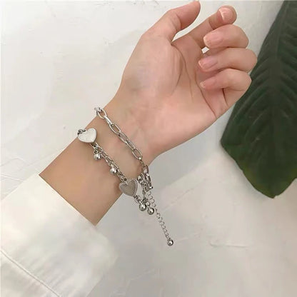 Bracciale d'amore con fagioli a sfera in acciaio multistrato di tendenza alla moda da donna, regali per viaggi, appuntamenti, banchetti, feste, festival