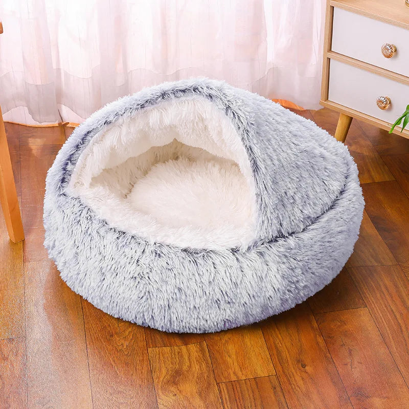 Winter Plush Pet Cat Bed Round Cat Cushion Cat House 2 in 1 Warm Cat Basket Pet Sleep Bag Cat Nest Kennel for Small Dog Suit New