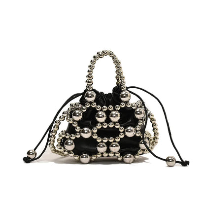 2024 estate piccole borse a tracolla per le donne Fine Fashion Hollow Pearl Beaded Weave Mini borse Trendy Party Prom frizioni borse
