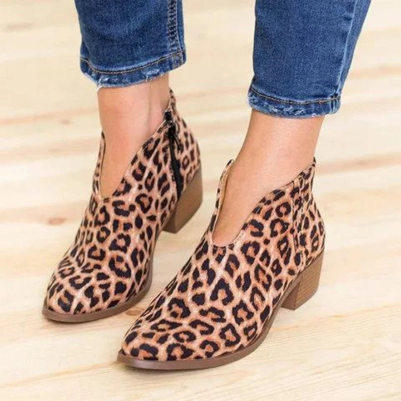 High Heel Boot Women Sexy Pointy Thick Heel Boots Party Leopard Print  Shoe Ladies Outdoor comfortable casual women's boots