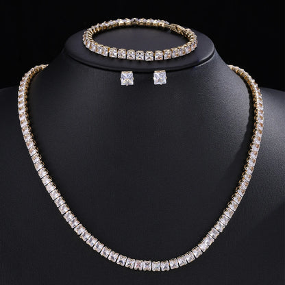 ZAKOL Gorgeous Buling AAA Clear Round Cubic Zirconia Collana da sposa Orecchini Set di gioielli da festa per le donne