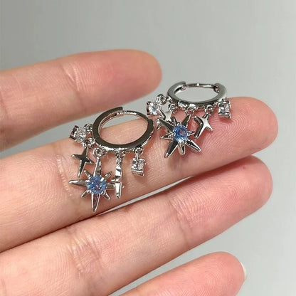 Orecchini a bottone a forma di conchiglia di perla di conchiglia di cristallo blu eleganti vintage per le donne Regalo per feste di gioielli rotondi con geometria semplice