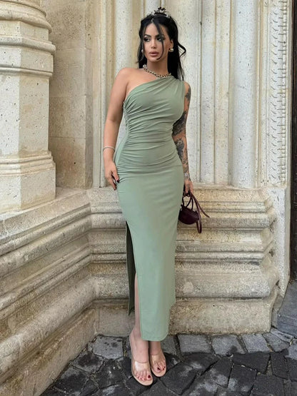 Robes longues d'été pour femmes, sexy, fendues, mode, sans manches, dos nu, slim, robe décontractée pour femme, streetwear, club, robes de soirée élégantes