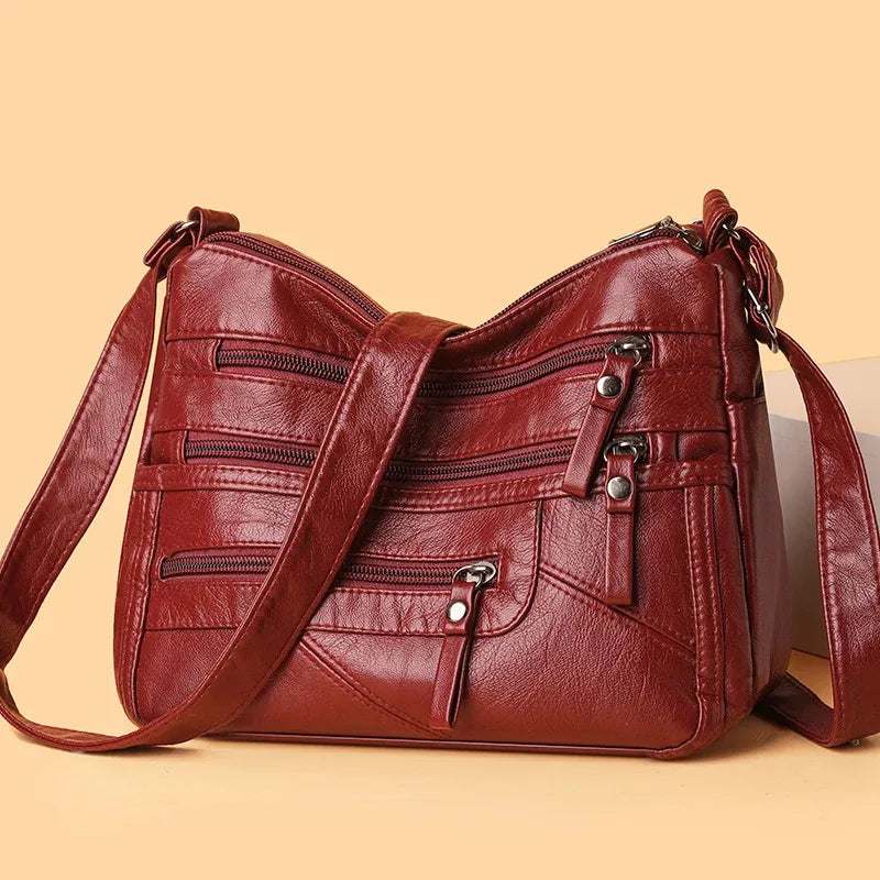 Borsa a tracolla in pelle da donna Tracolla regolabile Chiusura con cerniera Borsa per donna Viaggio Lavoro Borsa a tracolla casual quotidiana