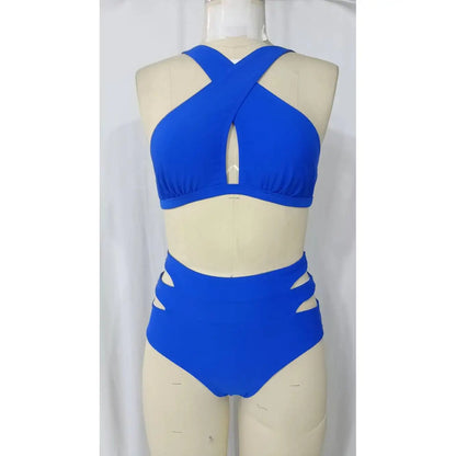 Cikini einfarbig Neckholder-Bikini-Set für den Urlaub und Badeshorts zweiteiliges Bikini-Set, Sommerstrand