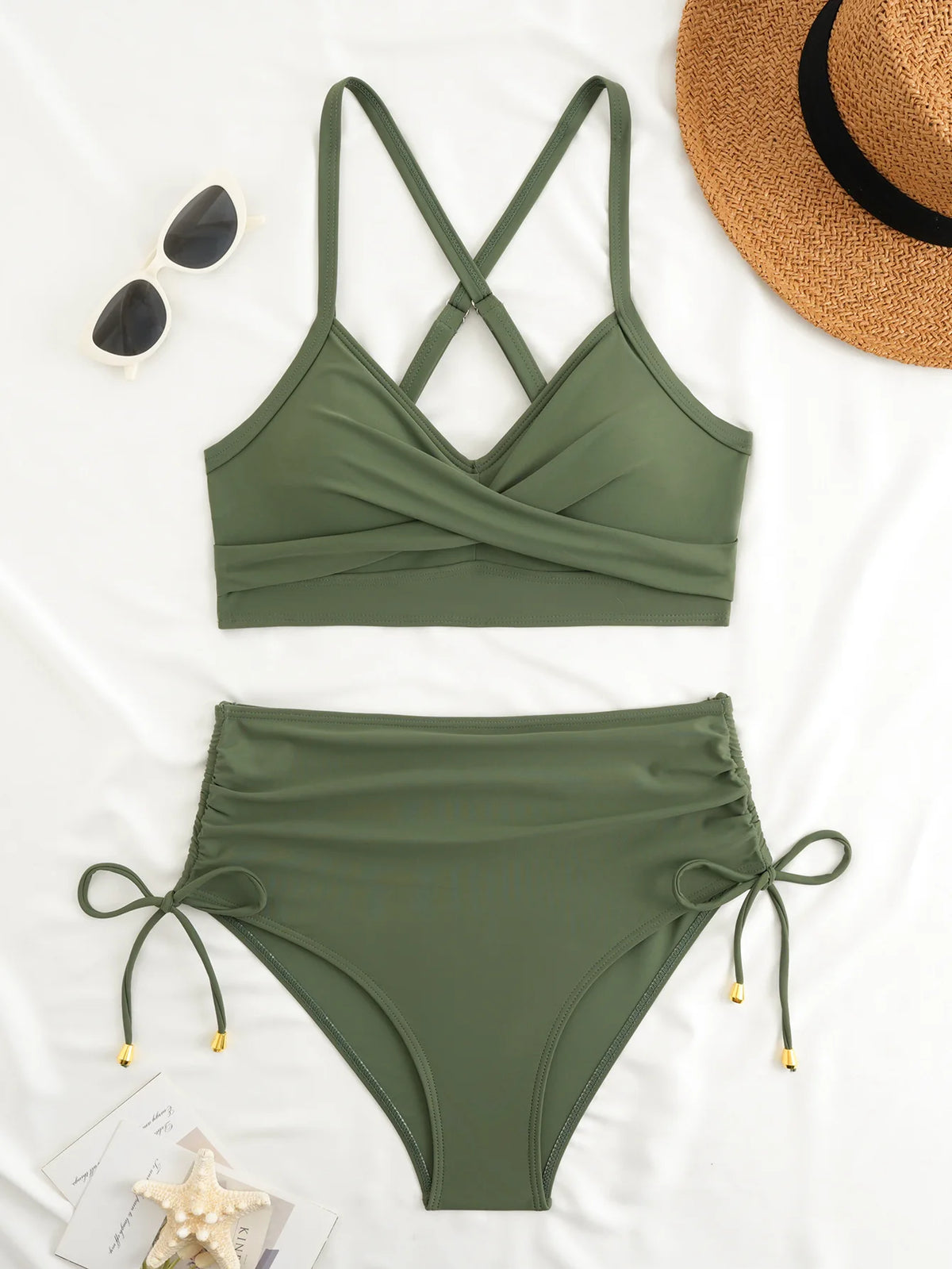 2026 Strappy High Waist Bikinis Padded Swimsuit Women Sexy Swimwear Female Bathers Bathing Swimming Swim Suit Beachwear XL