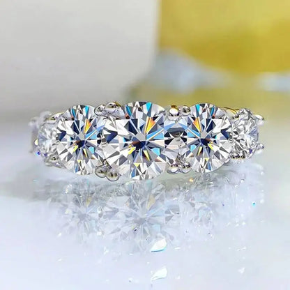 3.6CT Tutti gli anelli Moissanite per le donne 5 pietre scintillanti Dia Wedding Band Gioielli in argento sterling 100%