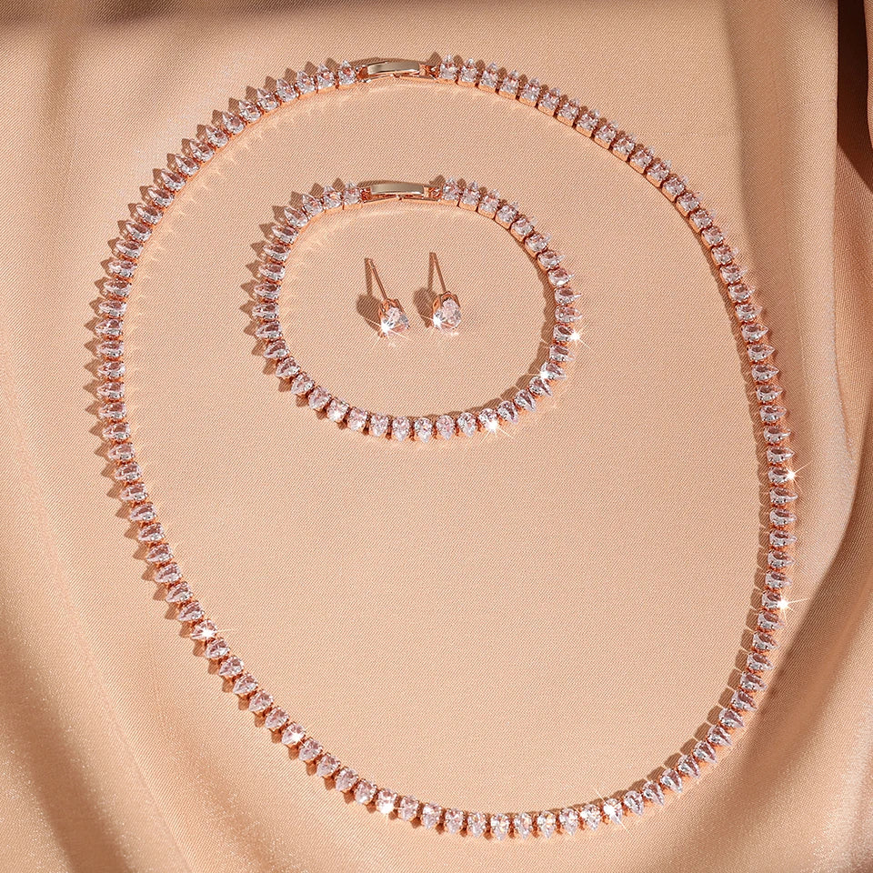 ZAKOL Gorgeous Buling AAA Clear Round Cubic Zirconia Collana da sposa Orecchini Set di gioielli da festa per le donne