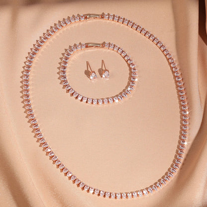ZAKOL Gorgeous Buling AAA Clear Round Cubic Zirconia Collana da sposa Orecchini Set di gioielli da festa per le donne