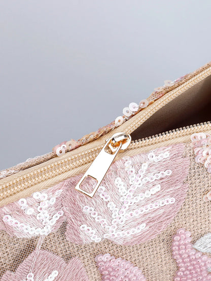 Borse a tracolla da donna con ricamo floreale carino Catene con paillettes alla moda Borsa a tracolla Borsa da spiaggia casual estiva Borsa e portamonete Hobos