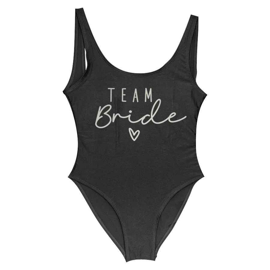 S-3XL Maillot de bain blanc une pièce Équipe de la mariée Maillot de bain de fête de célibataire pour femme Maillot de bain de poule Maillot de bain de piscine