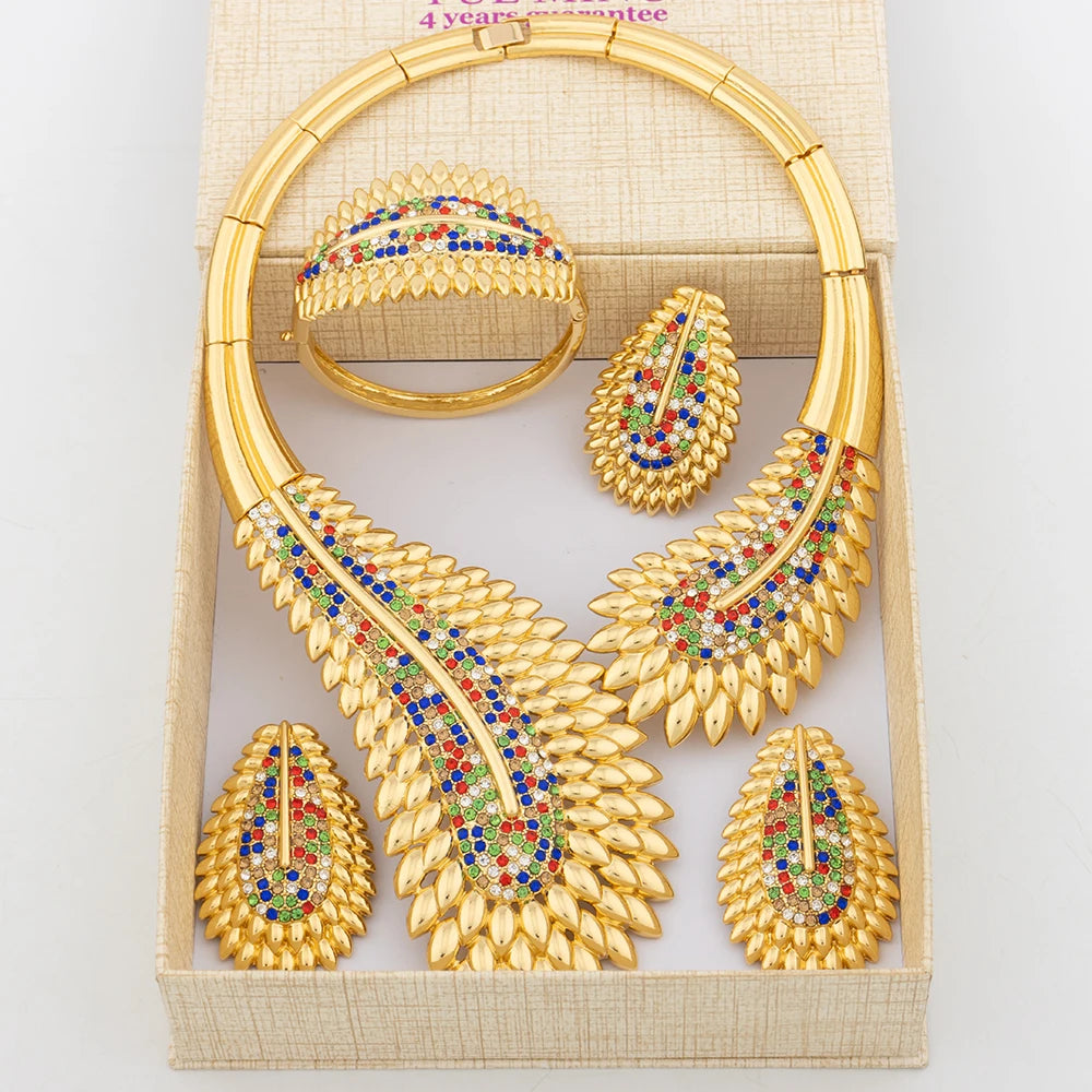 Parure de bijoux italienne, collier, boucles d'oreilles, bijoux pour femme, parure de bijoux de haute qualité