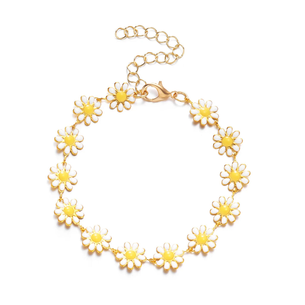 Bracciale con fiori margherita dolce Personalità della moda Bracciale con ciondoli con fiori estetici minimalisti per le donne Regalo di gioielli per feste di nozze