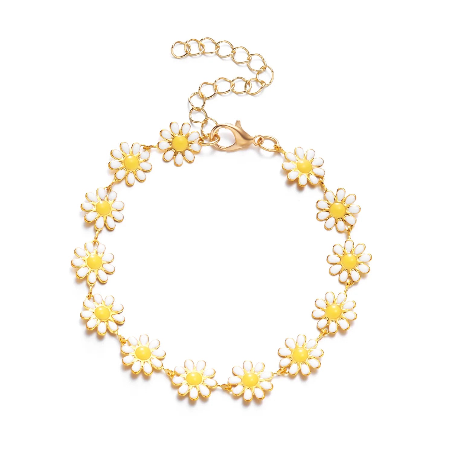 Bracciale con fiori margherita dolce Personalità della moda Bracciale con ciondoli con fiori estetici minimalisti per le donne Regalo di gioielli per feste di nozze