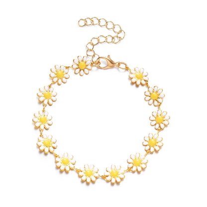 Bracciale con fiori margherita dolce Personalità della moda Bracciale con ciondoli con fiori estetici minimalisti per le donne Regalo di gioielli per feste di nozze