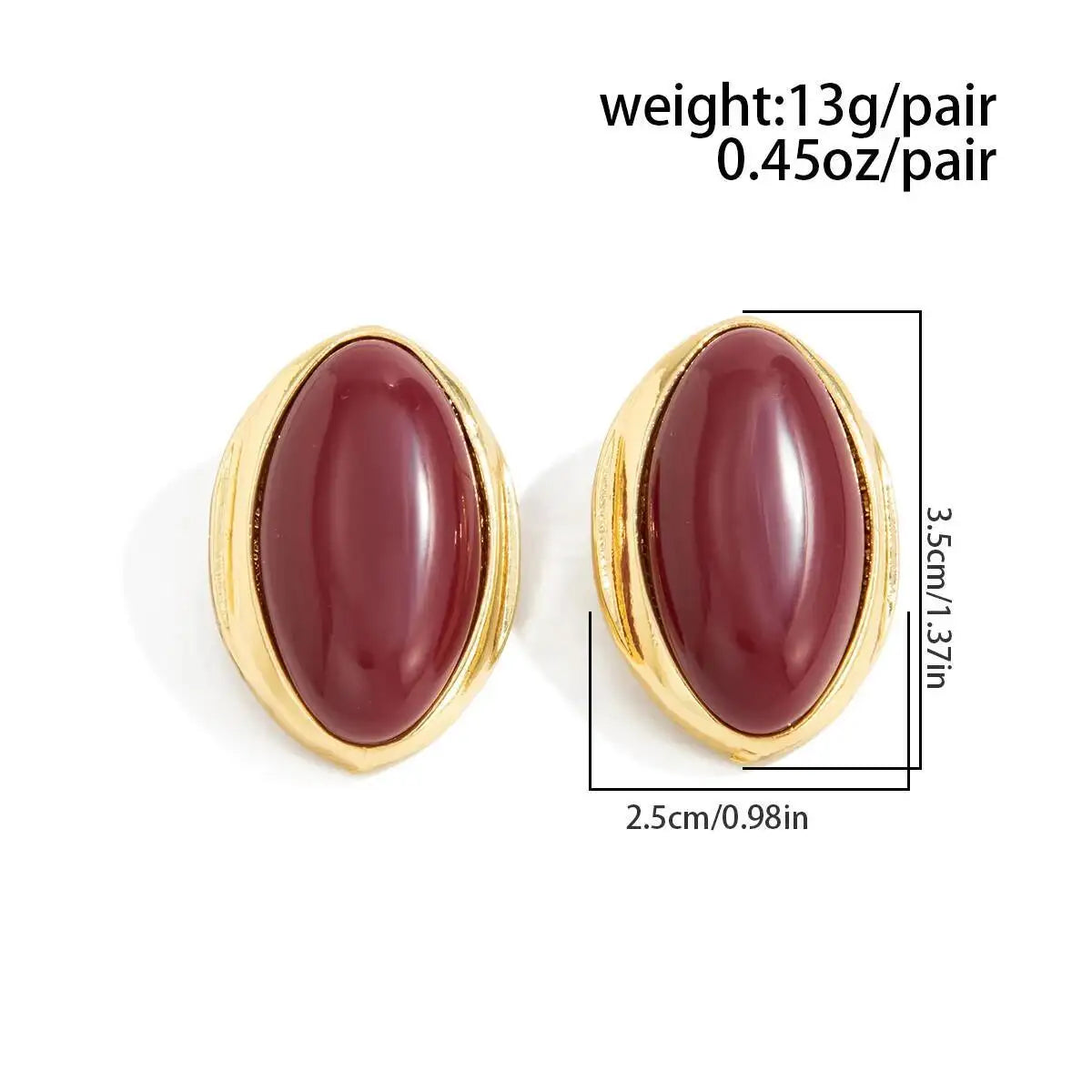 SHIXIN 1 paio di orecchini ovali in resina acrilica retrò per le donne Orecchini geometrici color oro alla moda Accessori per gioielli di moda