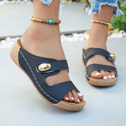 Sandales décontractées d'été pour femme à talon, chaussures compensées basses pour femme, chaussons d'intérieur et d'extérieur, chaussures d'été à talon