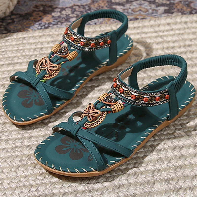 Sandali da donna Sandali estivi stile Boemia Donna Fondo morbido Sandali con tacco basso Scarpe da donna Scarpe antiscivolo Calzature estive
