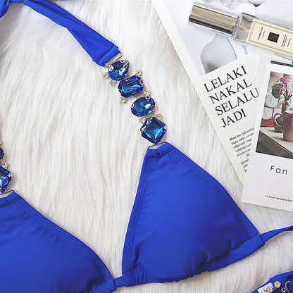 Costume da bagno femminile con strass ingioiellati e diamanti Costume da bagno donna Costume da bagno bikini a due pezzi Costume da bagno brasiliano Swim Lady