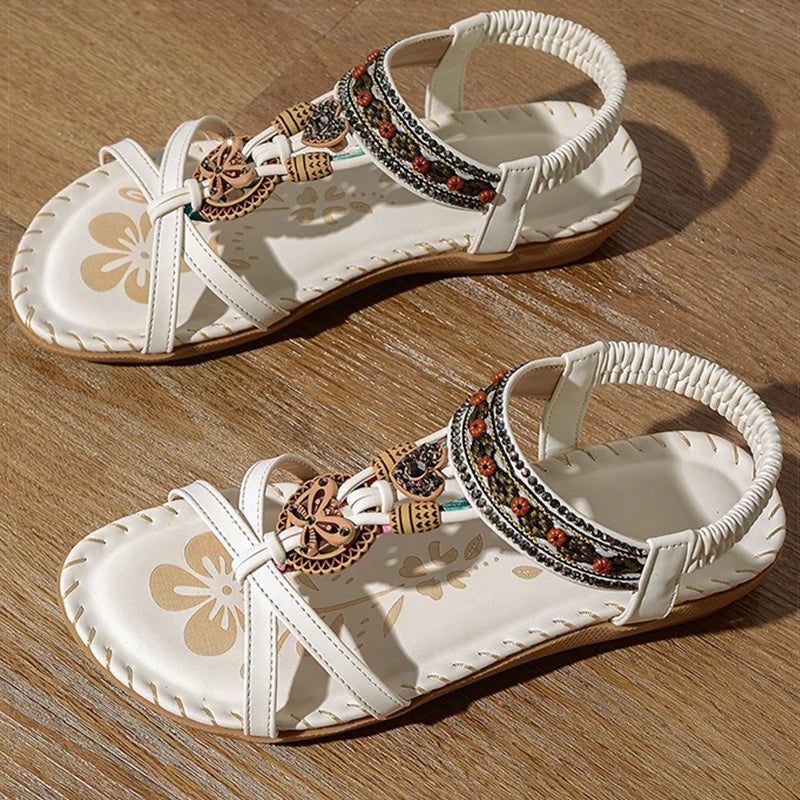 Sandali da donna Sandali estivi stile Boemia Donna Fondo morbido Sandali con tacco basso Scarpe da donna Scarpe antiscivolo Calzature estive