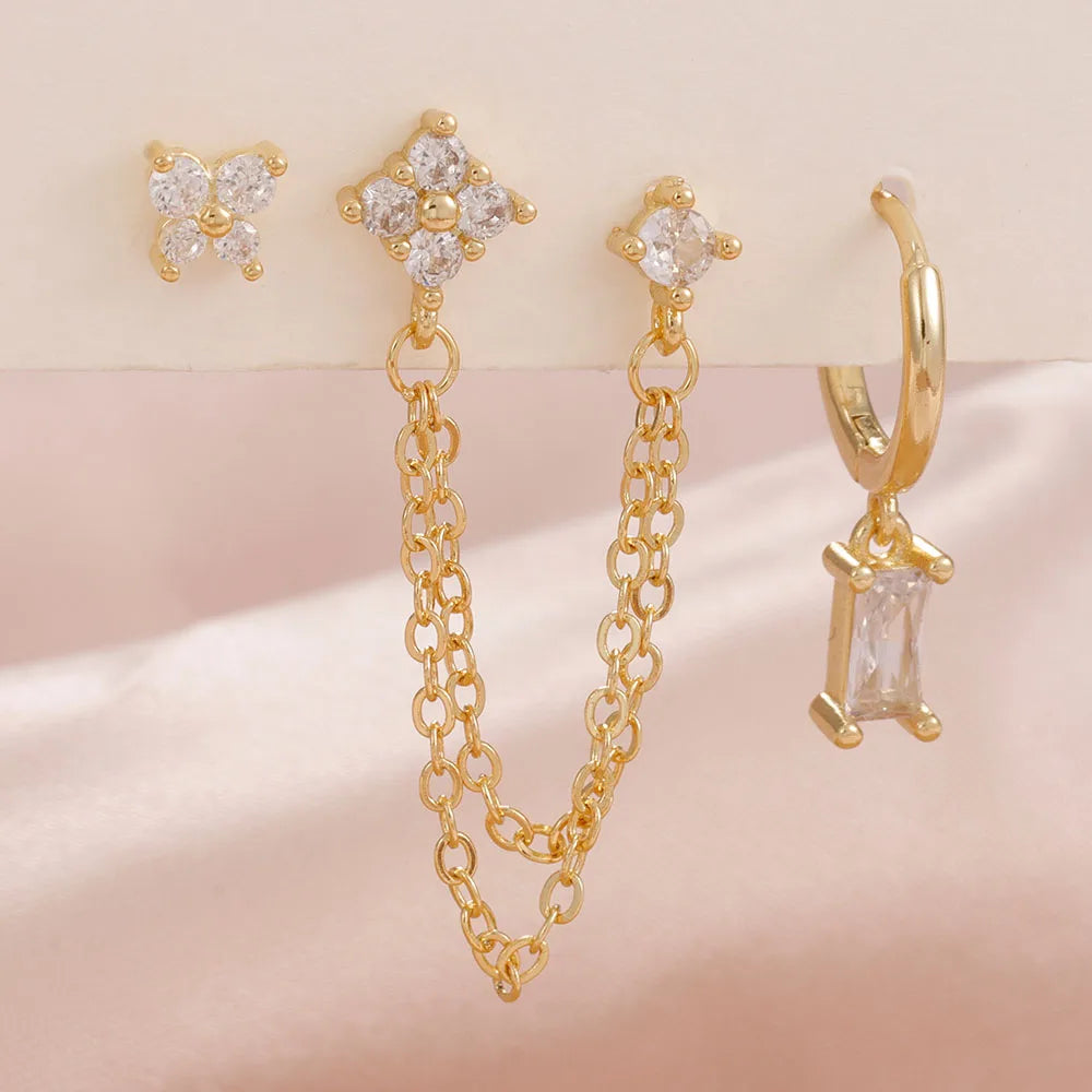 3 pezzi squisiti orecchini in acciaio inossidabile con 12 costellazioni di pietre portafortuna set per orecchini penetranti della cartilagine da donna gioielli di moda