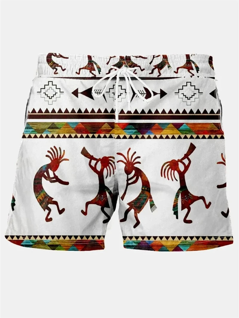Pantaloncini da uomo etnici vintage Pantaloni da bagno Estate Novità nella moda Stampa Vacanza al mare Vacanza hawaiana Costume da uomo ad asciugatura rapida