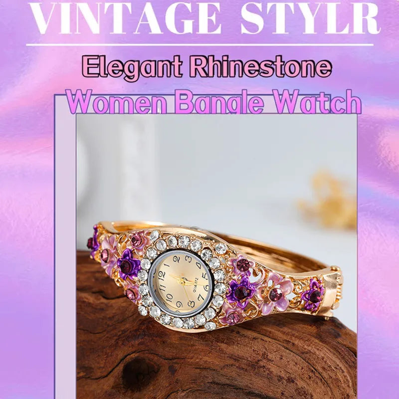 Orologi da donna Orologio al quarzo con strass in acciaio inossidabile Orologio da donna con fiore alla moda Bracciale vintage Elegante orologio da polso zegarek damski