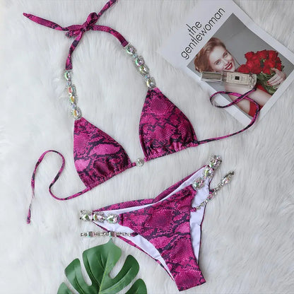nuovo costume da bagno in due pezzi con strass 2026 cristallo di lusso perizoma Sexy perizoma Bikini Set costumi da bagno da donna costume da bagno Sexy da spiaggia