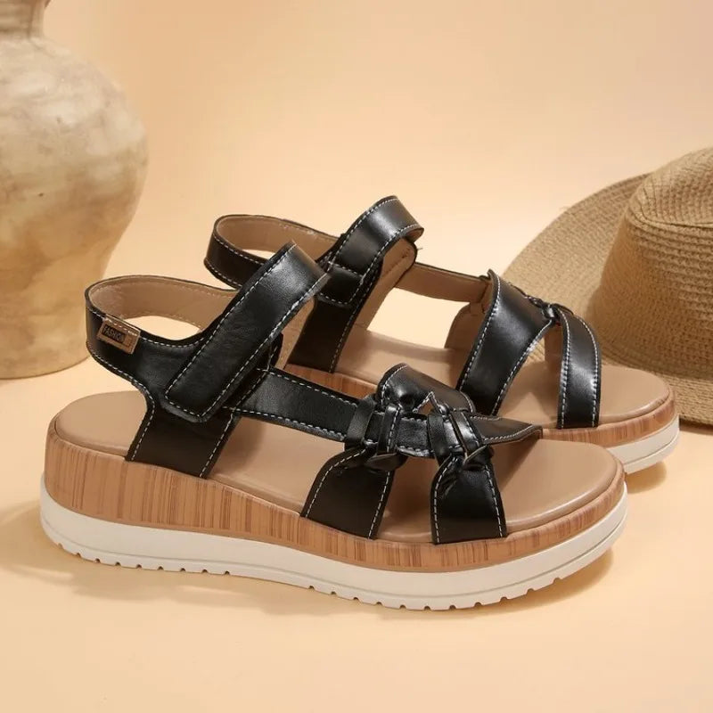 Nuovi Sandali Estivi da Donna con Zeppa e Plateau, Punta Aperta, Cinturino alla Caviglia, Stile Gladiatore, Scarpe da Spiaggia Casual