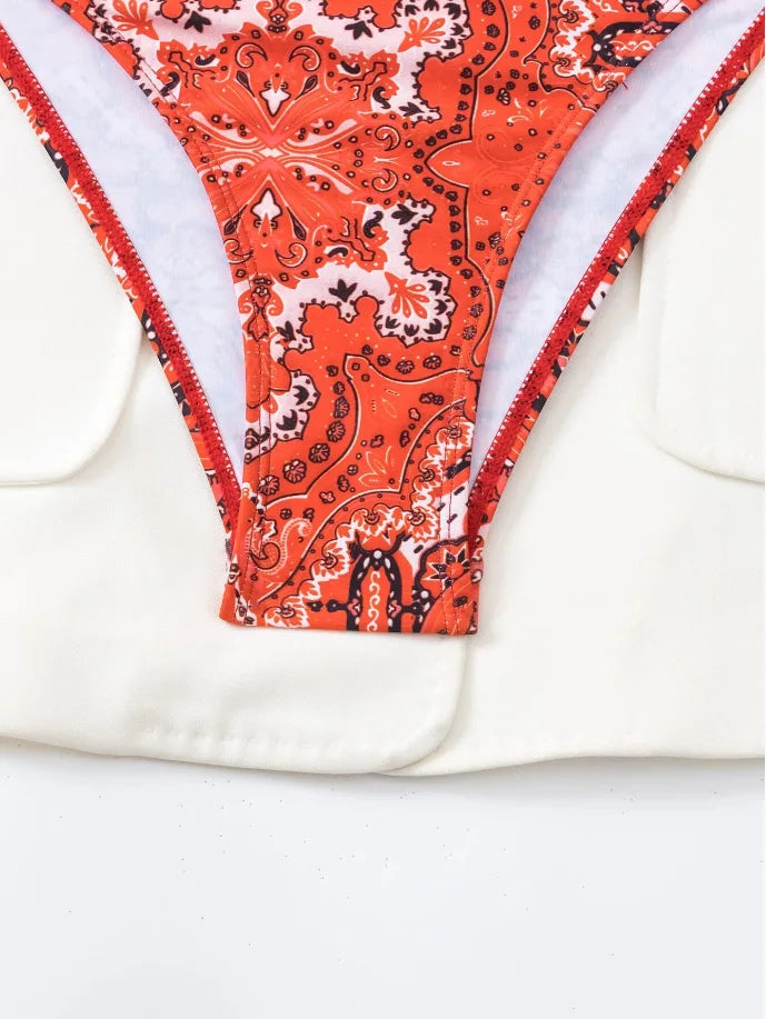 Costume da bagno bikini push-up halter stampato 2026 da donna, sexy, con spalline, per il mare e la piscina