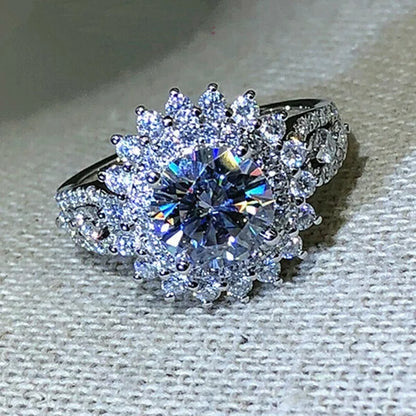 Anelli di fidanzamento color argento moda squisita per le donne Moda pietre zircone bianco Anello anniversario gioielli da sposa da sposa