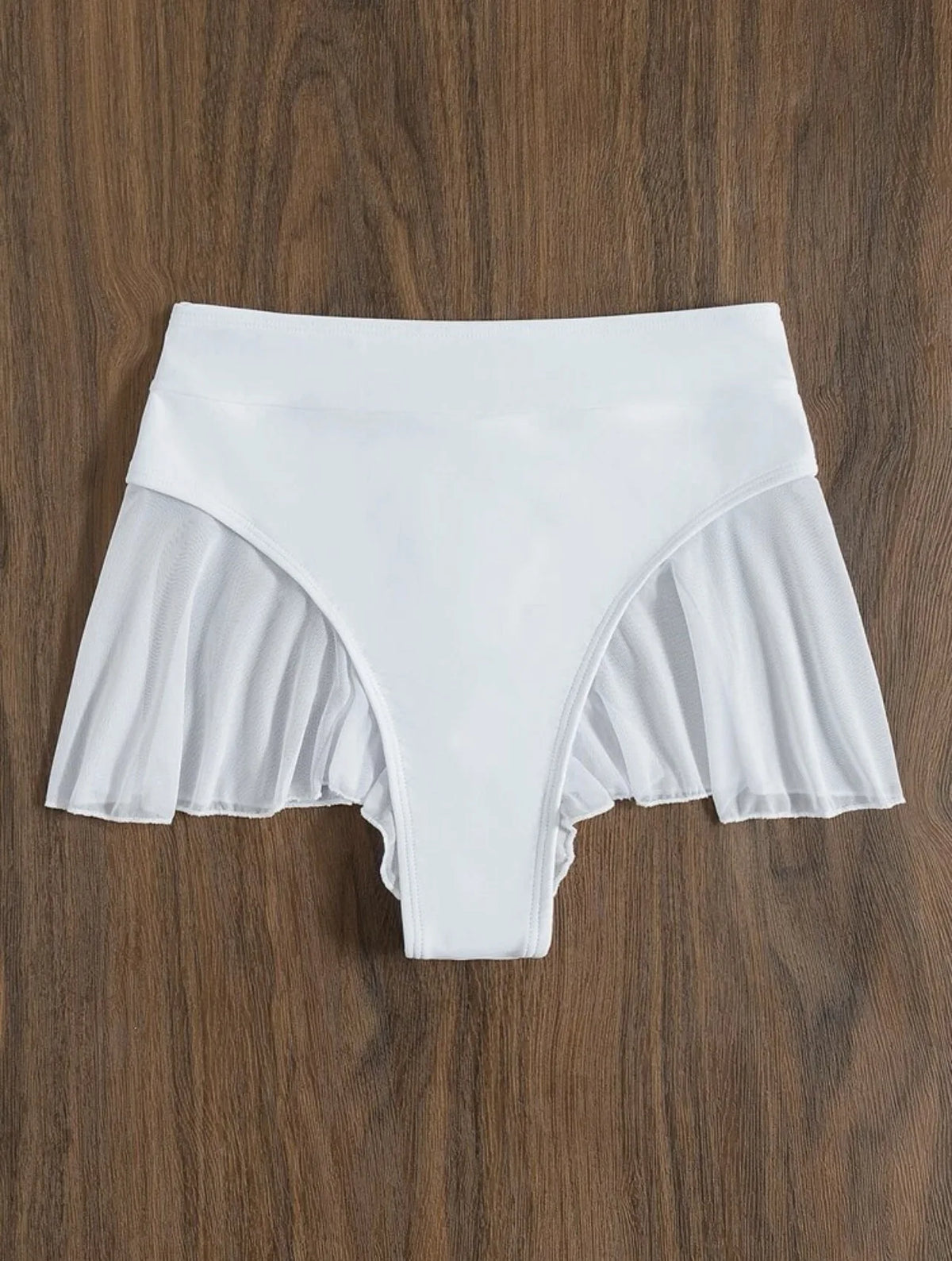2024 Neu Tanga Sexy Schwimmhöschen für Damen High Waist Strandmode Bademode Rüschen Uni Badehose Süße Strandshorts Badeanzug