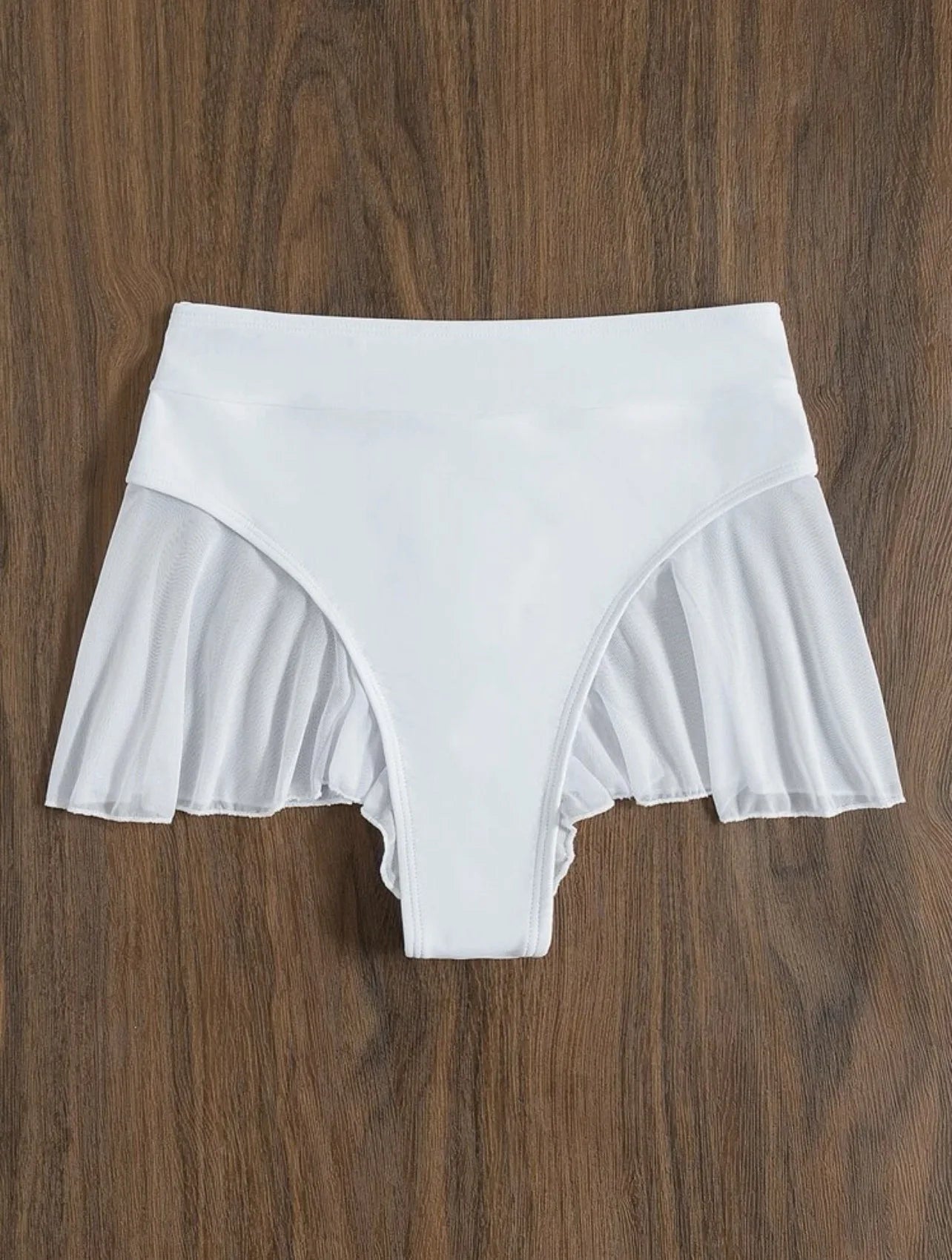 2024 Neu Tanga Sexy Schwimmhöschen für Damen High Waist Strandmode Bademode Rüschen Uni Badehose Süße Strandshorts Badeanzug