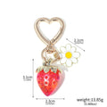 Simpatico portachiavi con ciondolo a forma di borsa con fragola, cuore Kawaii, fiore, margherita, portachiavi per donne, ragazze, borsa, ciondolo, accessori regalo