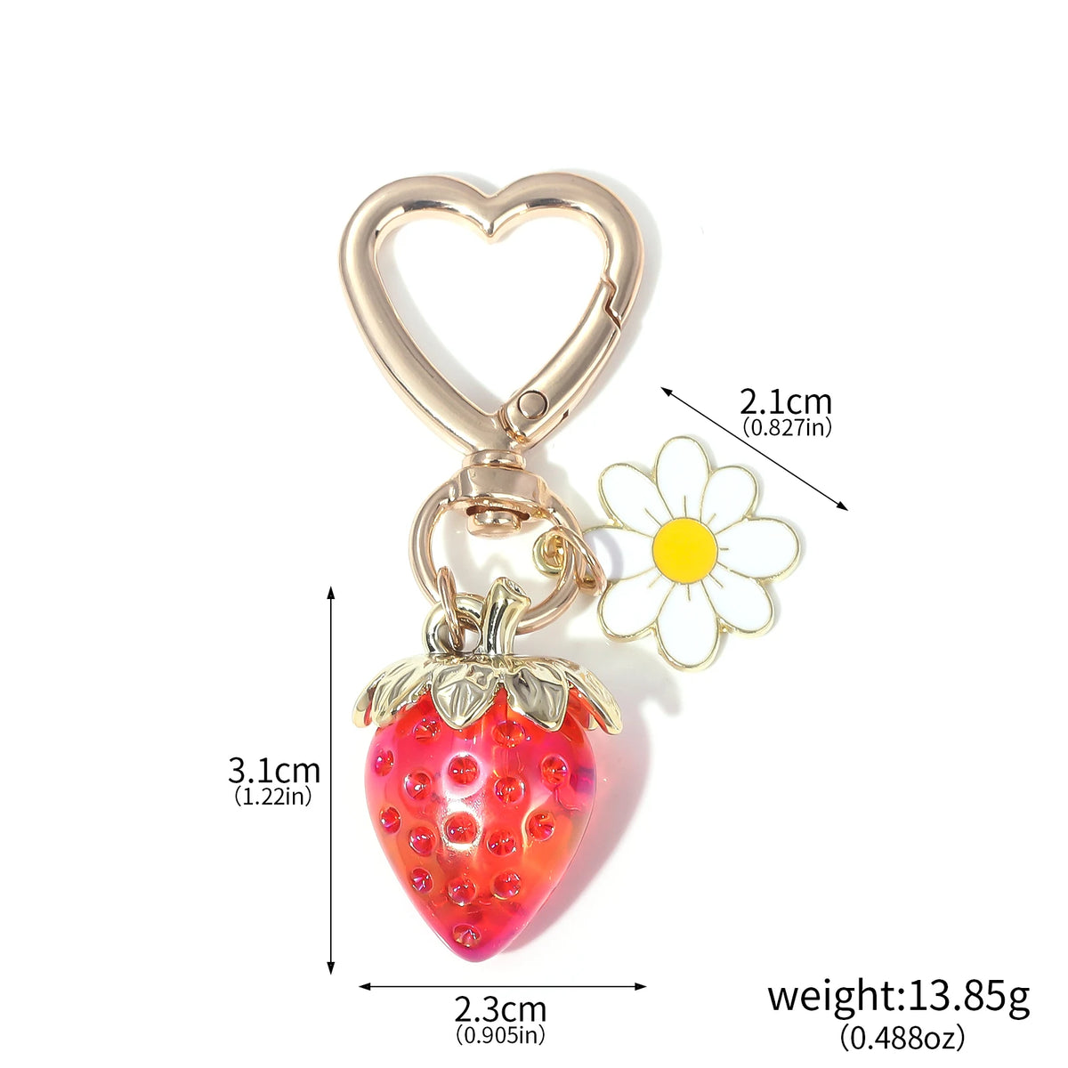 Simpatico portachiavi con ciondolo a forma di borsa con fragola, cuore Kawaii, fiore, margherita, portachiavi per donne, ragazze, borsa, ciondolo, accessori regalo