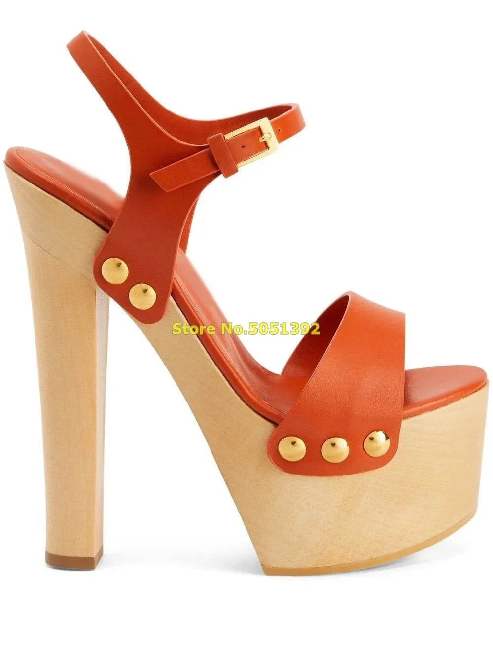 Sandali con tacco largo con plateau e tacco in legno, punta aperta, cinturino con fibbia alla caviglia, tacco super alto, sandali da donna alla moda, scarpe estive con punta aperta